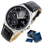 Tommy Hilfiger 1710605 férfi karóra, fekete bőr szíj, 44 mm, 5 ATM, doboz