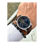 Tommy Hilfiger 1710629 férfi karóra, kék számlap, barna bőr szíj, 44 mm, kvarc