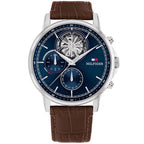 Tommy Hilfiger 1710629 férfi karóra, kék számlap, barna bőr szíj, 44 mm, kvarc