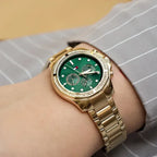 Tommy Hilfiger Brooklyn női karóra, 41 mm, arany acél, zöld számlap, WR50