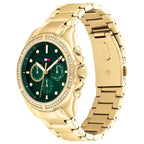 Tommy Hilfiger Brooklyn női karóra, 41 mm, arany acél, zöld számlap, WR50