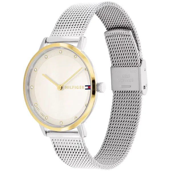 Tommy Hilfiger 1782667 női karóra, arany számlap, acél szíj, 35 mm, díszdobozzal