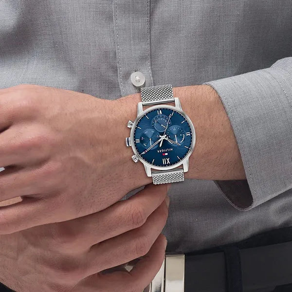 Tommy Hilfiger Sullivan férfi karóra 1791881, ezüst-kék, 44 mm, WR50