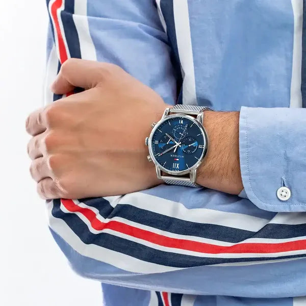 Tommy Hilfiger Sullivan férfi karóra 1791881, ezüst-kék, 44 mm, WR50
