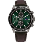 Tommy Hilfiger férfi karóra 1792017 Miles, 44 mm, zöld, barna bőr, WR50