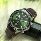 Tommy Hilfiger férfi karóra 1792017 Miles, 44 mm, zöld, barna bőr, WR50
