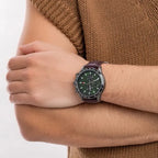 Tommy Hilfiger férfi karóra 1792017 Miles, 44 mm, zöld, barna bőr, WR50