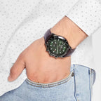 Tommy Hilfiger férfi karóra 1792017 Miles, 44 mm, zöld, barna bőr, WR50