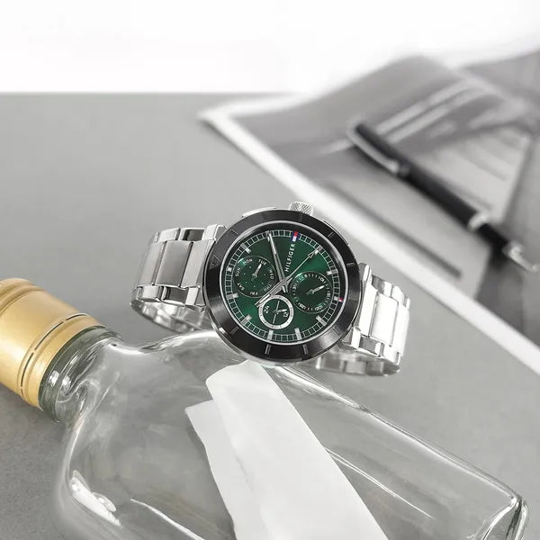 Tommy Hilfiger Lorenzo 1792117 férfi karóra, acél, zöld, 44 mm, 5 ATM