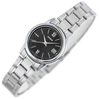 Casio női karóra LTP-V002D-1B3UDF, fekete számlap, acél szíj, dátum, WR30