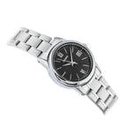 Casio női karóra LTP-V002D-1B3UDF, fekete számlap, acél szíj, dátum, WR30