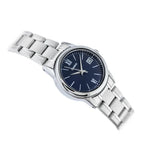 Casio LTP-V002D-2B3UDF női karóra, ezüst acélszíj, kék számlap, WR30