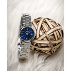 Casio LTP-V002D-2B3UDF női karóra, ezüst acélszíj, kék számlap, WR30