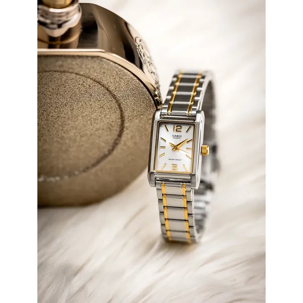 Casio női karóra LTP-1235SG-7ADF, téglalap tok, kvarc, acél, ezüst‑arany
