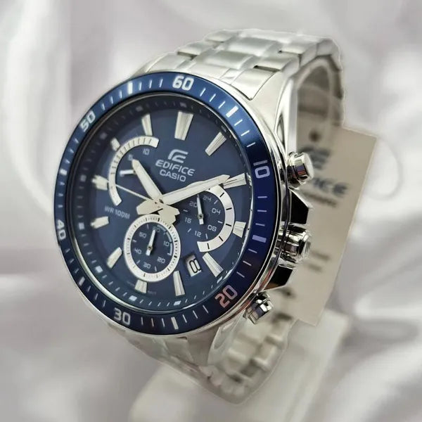 Casio Edifice férfi kronográf, kék számlap, acél szíj, 100M, EFR-552D-2AVUDF