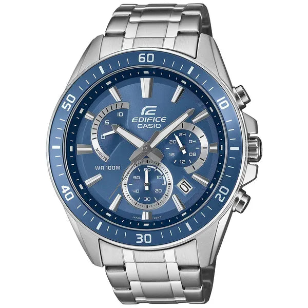 Casio Edifice férfi kronográf, kék számlap, acél szíj, 100M, EFR-552D-2AVUDF