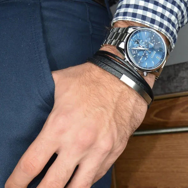 Hugo Boss Champion 1513818 férfi karóra, 44 mm, kék számlap, acél, WR100