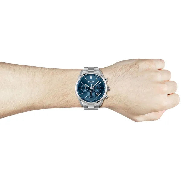 Hugo Boss Champion 1513818 férfi karóra, 44 mm, kék számlap, acél, WR100