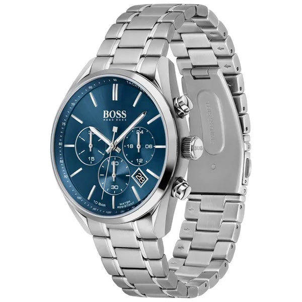 Hugo Boss Champion 1513818 férfi karóra, 44 mm, kék számlap, acél, WR100