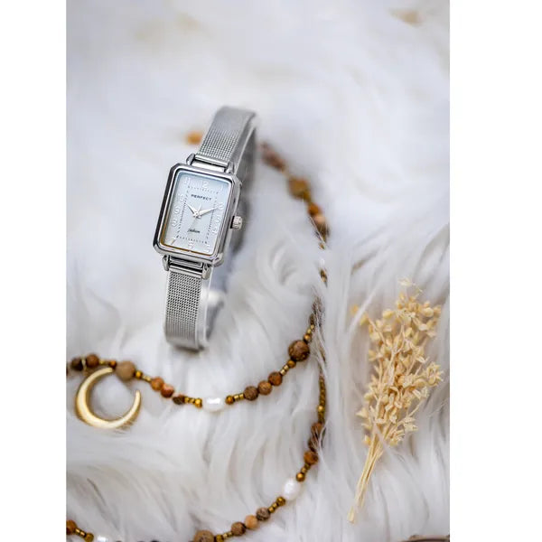 Perfect F112S-03 női karóra, ezüst, téglalap, Miyota, 34 mm, dobozzal