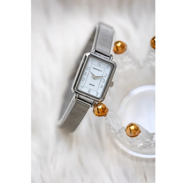 Perfect F112S-03 női karóra, ezüst, téglalap, Miyota, 34 mm, dobozzal