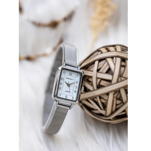 Perfect F112S-03 női karóra, ezüst, téglalap, Miyota, 34 mm, dobozzal