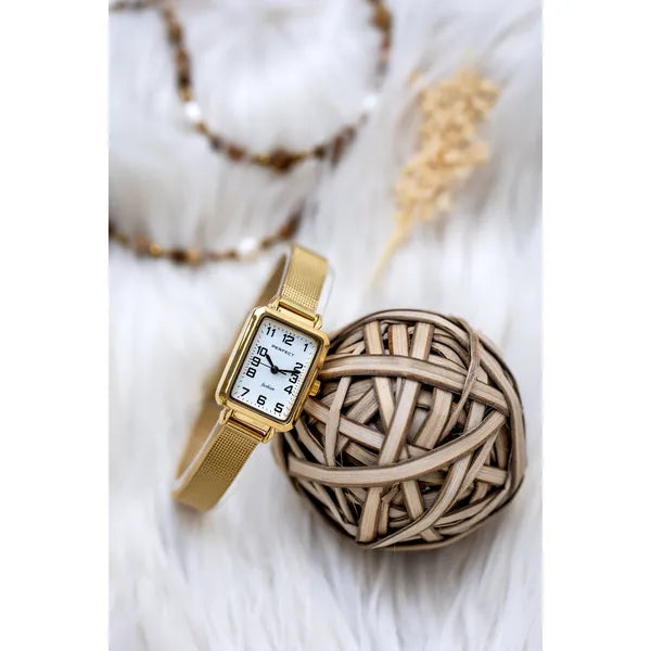 Perfect F112-02 női karóra, arany fémszíj, fehér számlap, 34 mm, WR30 + doboz
