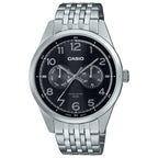 Casio MTP-E340D-1A férfi karóra, acél szíj, fekete számlap, WR50