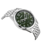 Casio MTP-E340D-3A férfi kvarc karóra, zöld számlap, nemesacél szíj, WR50