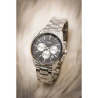 Casio MTP-E515D-1A férfi kronográf karóra, acél szíj, grafit számlap, WR50