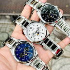 Casio MTP-M300D-2A férfi karóra, acél szíj, kék számlap, 40 mm, WR50