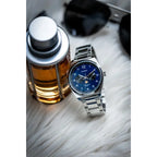 Casio MTP-M300D-2A férfi karóra, acél szíj, kék számlap, 40 mm, WR50