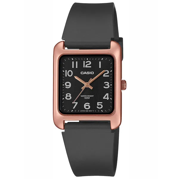 Casio MTP-B175-5B uniszex óra, téglalap tok, rózsaarany, WR50, fekete