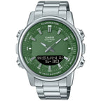 Casio AMW-880D-3A férfi karóra, zöld számlap, acél szíj, WR50