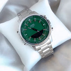 Casio AMW-880D-3A férfi karóra, zöld számlap, acél szíj, WR50