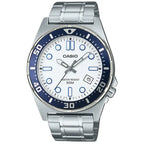 Casio MTD-135D-7A férfi karóra, 44 mm, fehér számlap, acél, WR50, dátum
