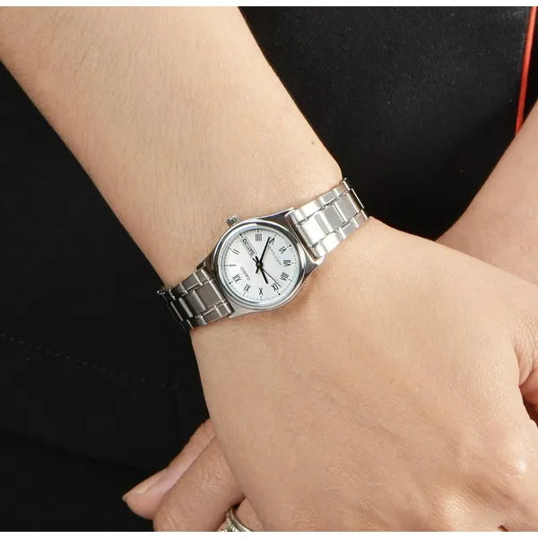 Casio női karóra LTP-V006D-7B, ezüst, acél szíj, dátum, WR30