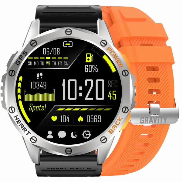 GRAVITY GT24-4 férfi okosóra 1.43" AMOLED, BT hívás, IP67, 530 mAh, ezüst