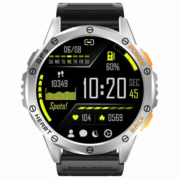 GRAVITY GT24-4 férfi okosóra 1.43" AMOLED, BT hívás, IP67, 530 mAh, ezüst
