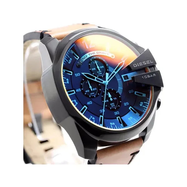 Diesel Mega Chief DZ4476 férfi kronográf karóra, 51 mm, bőr szíj, WR100