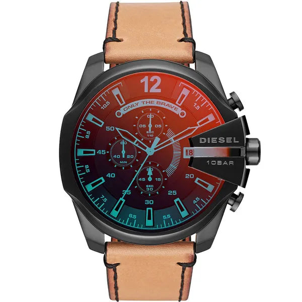 Diesel Mega Chief DZ4476 férfi kronográf karóra, 51 mm, bőr szíj, WR100