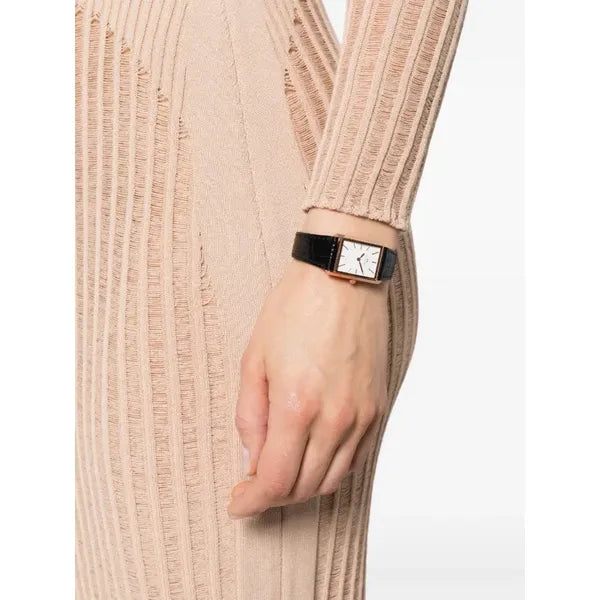 Daniel Wellington női karóra, 24 mm, rózsaarany tok, fekete bőrszíj, kvarc