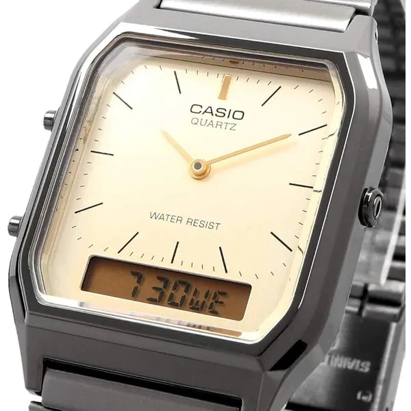Casio Vintage AQ-230GG-9A uniszex karóra, grafit acél, analóg-digitális, WR30