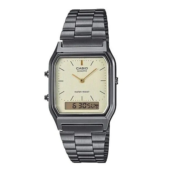Casio Vintage AQ-230GG-9A uniszex karóra, grafit acél, analóg-digitális, WR30