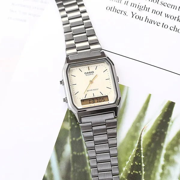 Casio Vintage AQ-230GG-9A uniszex karóra, grafit acél, analóg-digitális, WR30