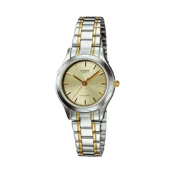 Casio LTP-1275SG-9A női karóra, két tónusú acél szíj, arany számlap, WR30