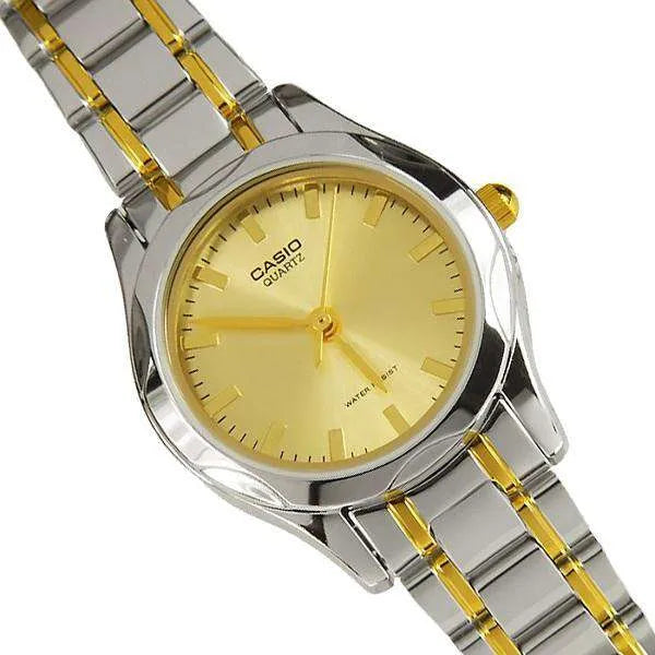 Casio LTP-1275SG-9A női karóra, két tónusú acél szíj, arany számlap, WR30