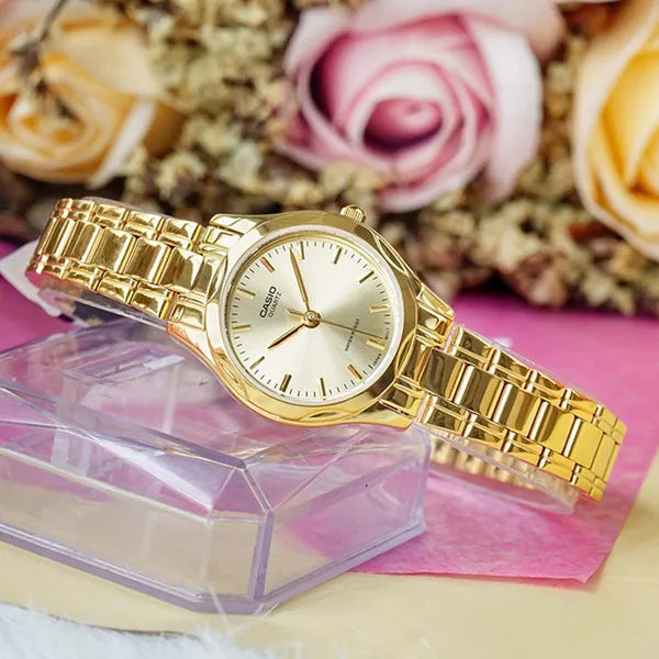 Casio LTP-1275G-9A női karóra, arany, acél szíj, kvarc, 25 mm, WR30