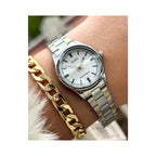 Casio LTP-V005SG-7A női karóra, acél, ezüst/arany, 28 mm, WR30, dátum