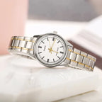 Casio LTP-V005SG-7A női karóra, acél, ezüst/arany, 28 mm, WR30, dátum